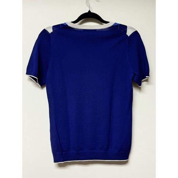 BROOKS BROTHERS Extra Fine Merino Wool Argyle Short Sleeve Sweater, Sz S - Picture 5 of 8